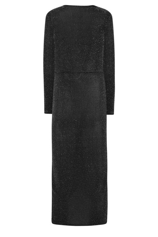 LTS Tall Women's Black & Silver Glitter Wrap Midi Dress | Long Tall Sally 7