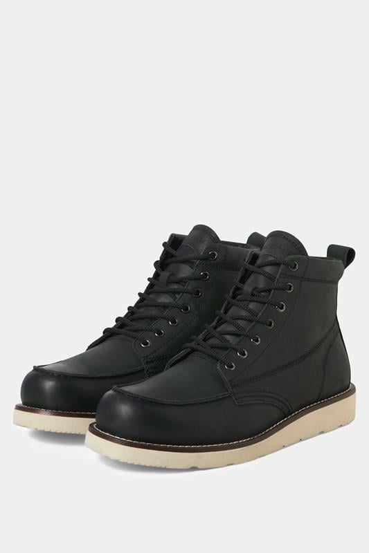 JACK & JONES Big & Tall Black Leather Toronto Boots