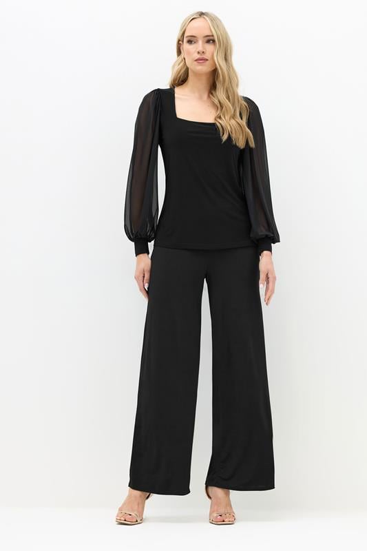 LTS Tall Black Mesh Square Neck Blouse | Long Tall Sally 2