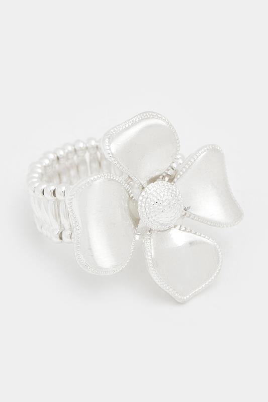  Yours Silver Tone Flower Stretch Ring
