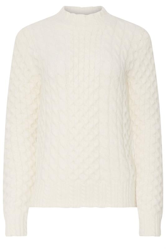 LTS Tall Ivory White Cable Knit Frill Jumper | Long Tall Sally 5