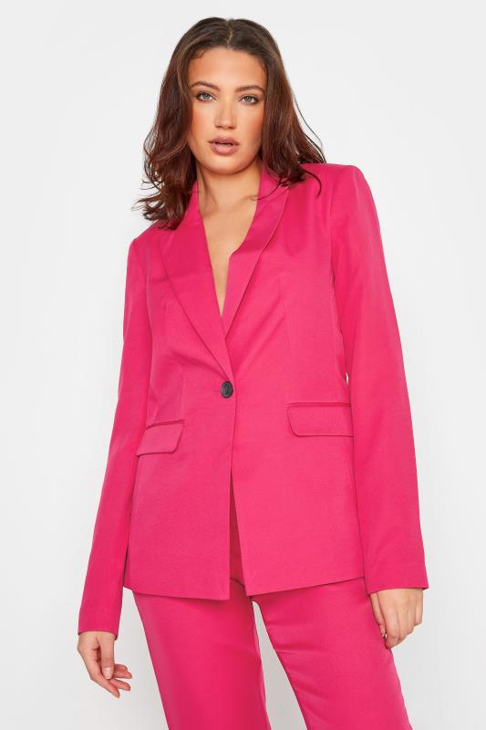 Tall  LTS Tall Bright Pink Scuba Crepe Blazer