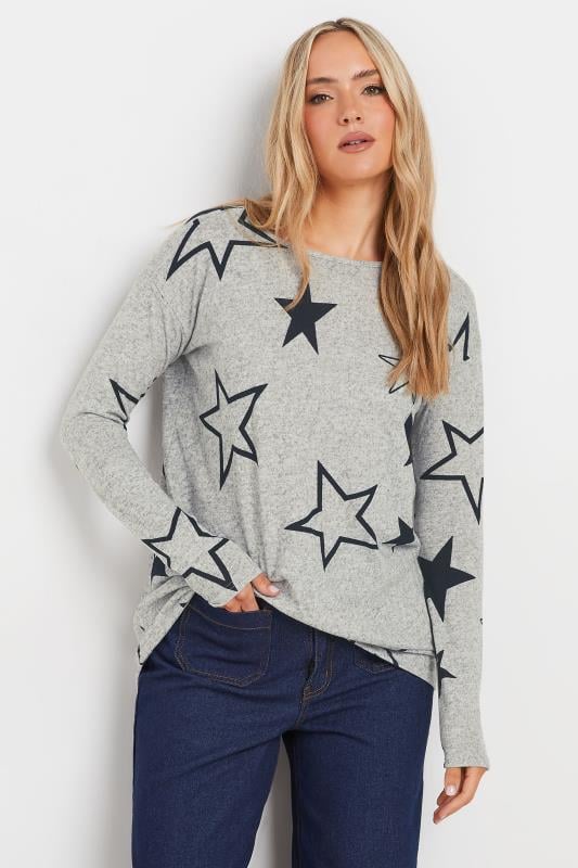 Tall  LTS Tall Grey Star Print Drop Shoulder Jumper