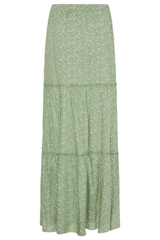 Tall Women's LTS Green Floral Tiered Maxi Skirt | Long Tall Sally