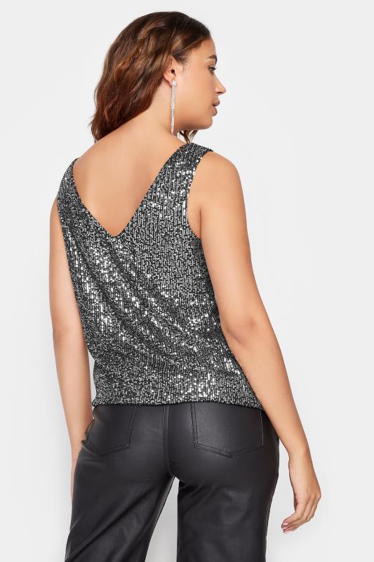 LTS Tall Silver Sequin V-Neck Cami Top | Long Tall Sally 5