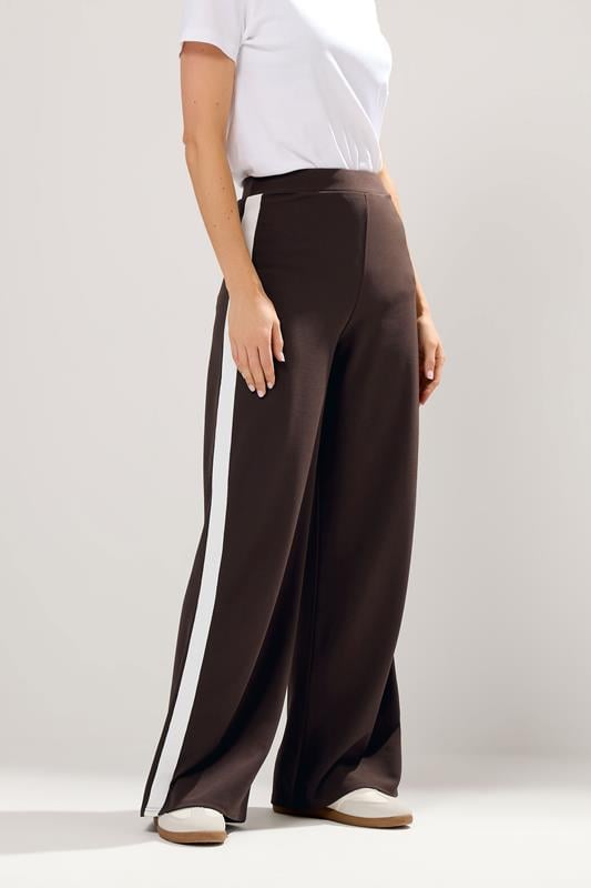 LTS Tall Brown Stripe Wide Leg Trousers | Long Tall Sally 2