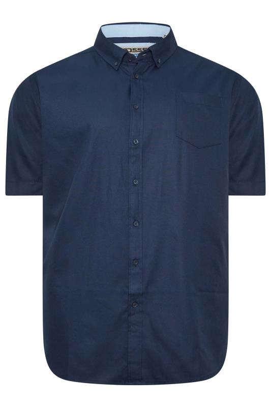 D555 Big & Tall Navy Blue Short Sleeve Oxford Shirt | BadRhino 2