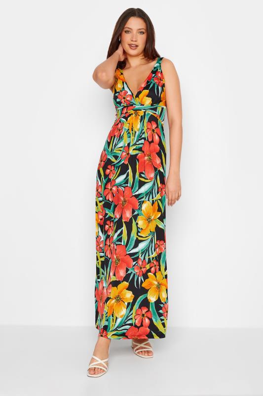 Tall  LTS Tall Black Floral Print V-Neck Sleeveless Maxi Dress