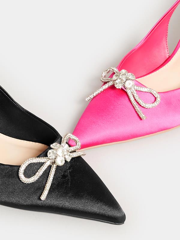 LTS Hot Pink Diamante Slingback Court Shoes In Standard Fit | Long Tall Sally 7