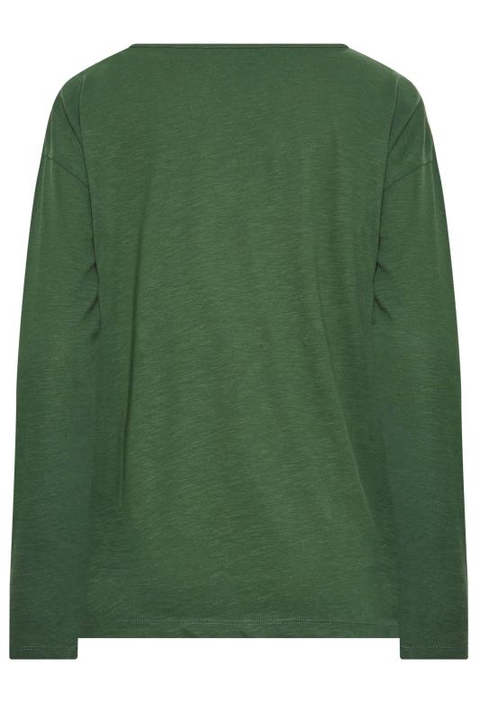 LTS Tall Green V-Neck Long Sleeve Cotton T-Shirt | Long Tall Sally 6