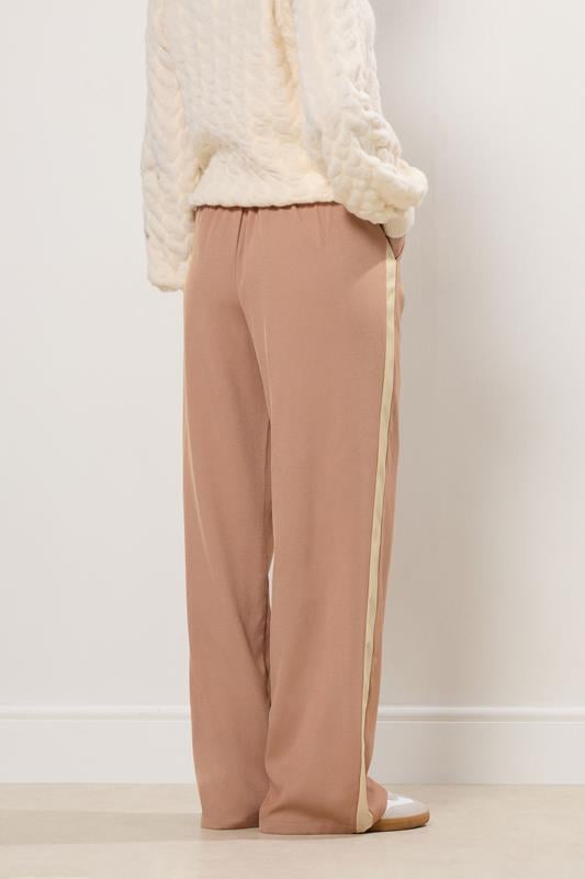 LTS Tall Coral Pink Contrast Stripe Wide Leg Trousers | Long Tall Sally 3
