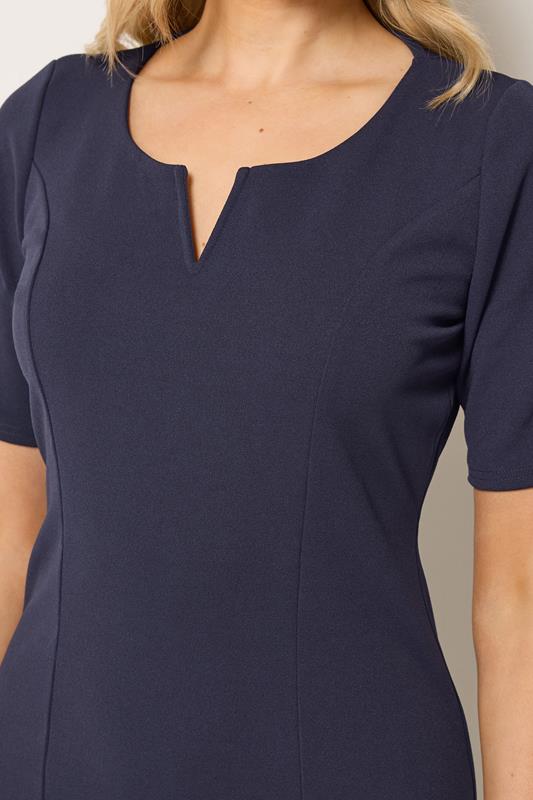 LTS Tall Women's Navy Blue Notch Neck Midi Dress | Long Tall Sally 4