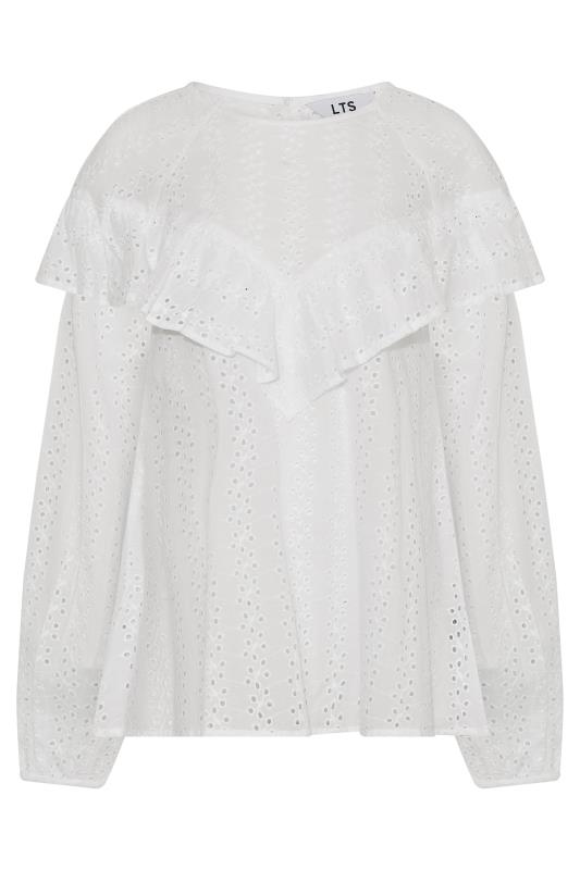 Tall Women's LTS White Broderie Anglaise Ruffle Top | Long Tall Sally