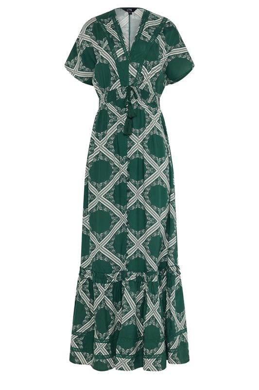  LTS Tall Green Scarf Print Button Maxi Dress