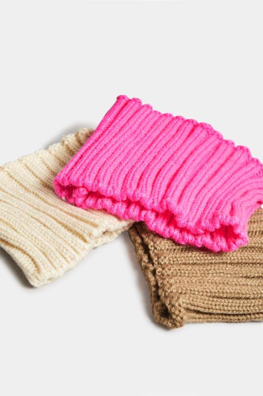 Bright Pink Ribbed Knitted Headband | Yours Clothing 5
