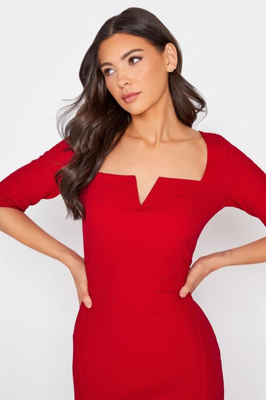 Tall Women's LTS Red Notch Neck Midi Dress | Long Tall Sally  4