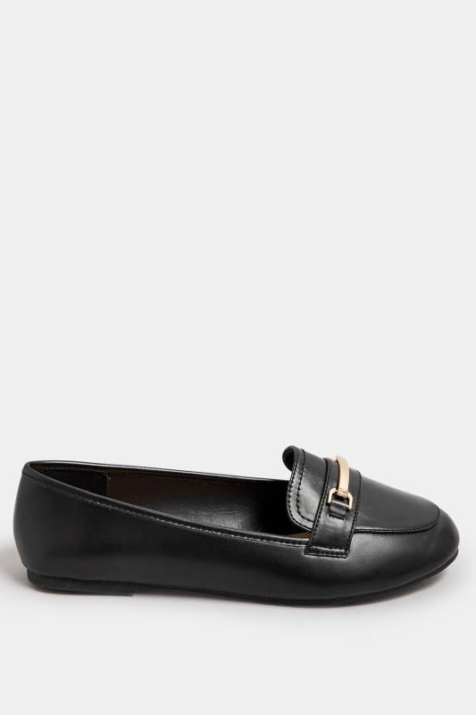 Black Faux Leather Loafers In Extra Wide EEE Fit | Yours Clothing  3