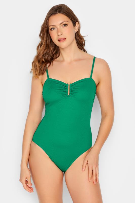 LTS Tall Dark Green Textured Swimsuit | Long Tall Sally  1