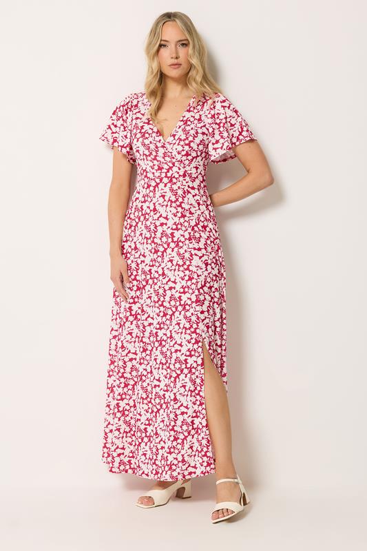  LTS Tall Red Ditsy Floral Wrap Maxi Dress