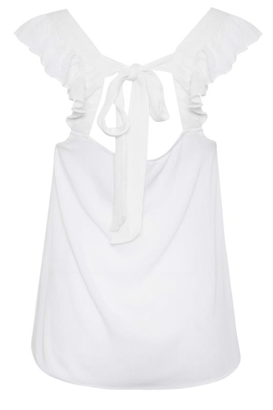 LTS Tall Women's White Crinkle Frill Top | Long Tall Sally 8