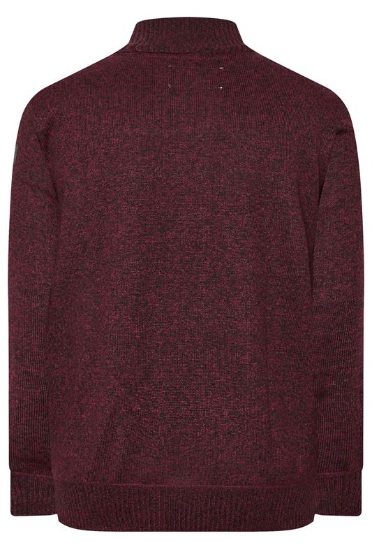 D555 Big & Tall Burgundy Red Quarter Zip Knitted Jumper 2