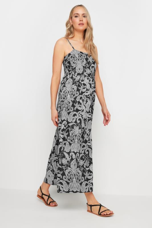 LTS Tall Women's Black Paisley Print Strappy Maxi Dress | Long Tall Sally 1