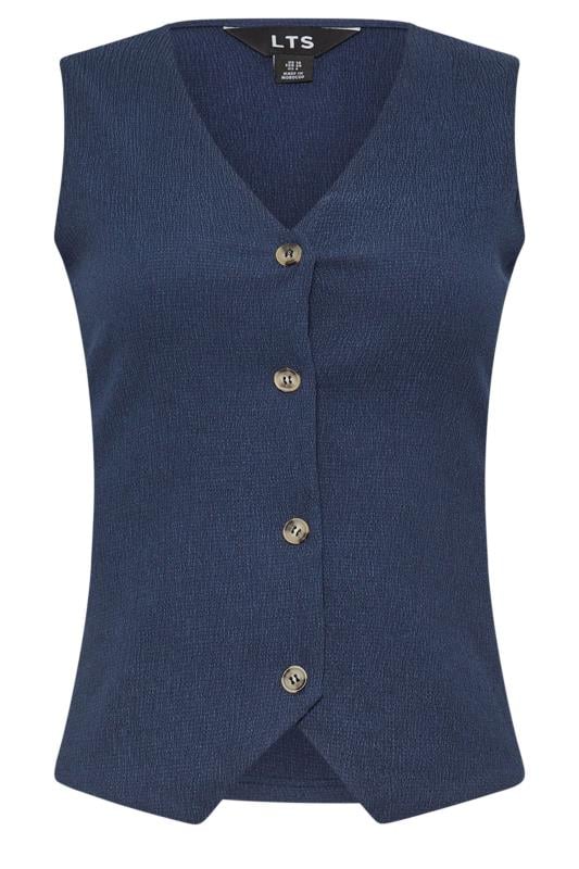LTS Tall Navy Blue Textured Waistcoat Top | Long Tall Sally 5