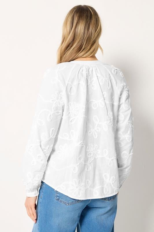LTS Tall Women's White Floral Cornelli Cotton Shirt | Long Tall Sally 2