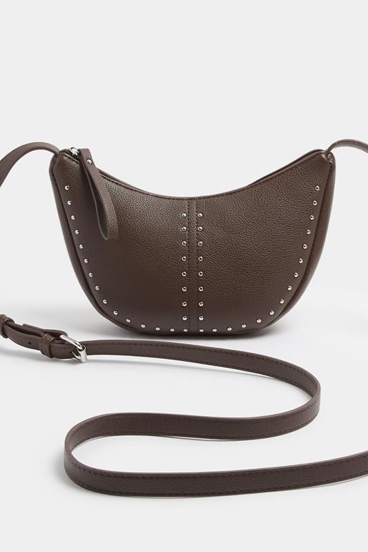 Brown Stud Detail Cross Body Bag | Yours Clothing 3