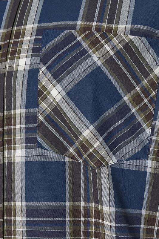 KAM Big & Tall Navy Blue Check Shirt | BadRhino 3