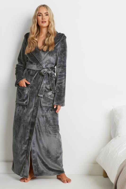 Tall  LTS Tall Dark Grey Hooded Maxi Dressing Gown