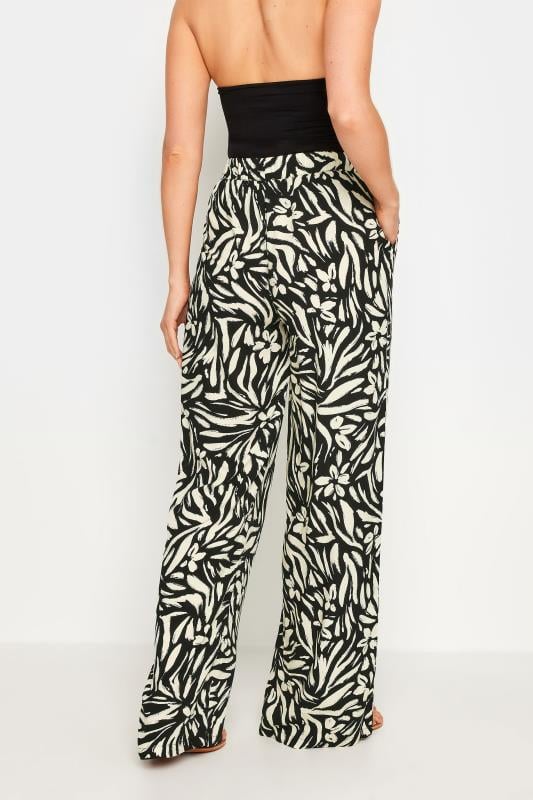 LTS Tall Women's Black Abstract Floral Print Wide Leg Trousers | Long Tall Sally 6