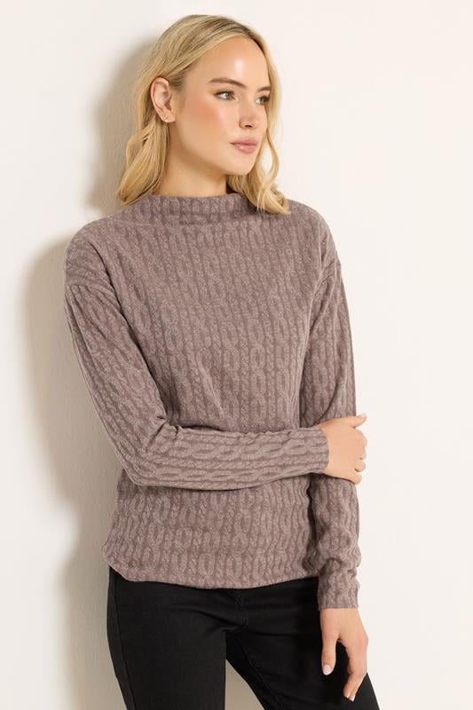 Tall  LTS Tall Light Pink Knit Funnel Top