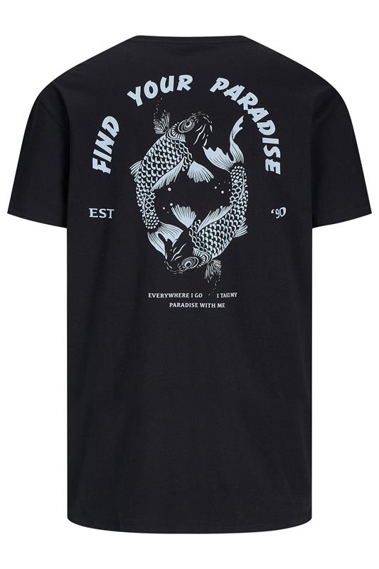 JACK & JONES Big & Tall Black 'Paradise' Printed T-Shirt | BadRhino 4