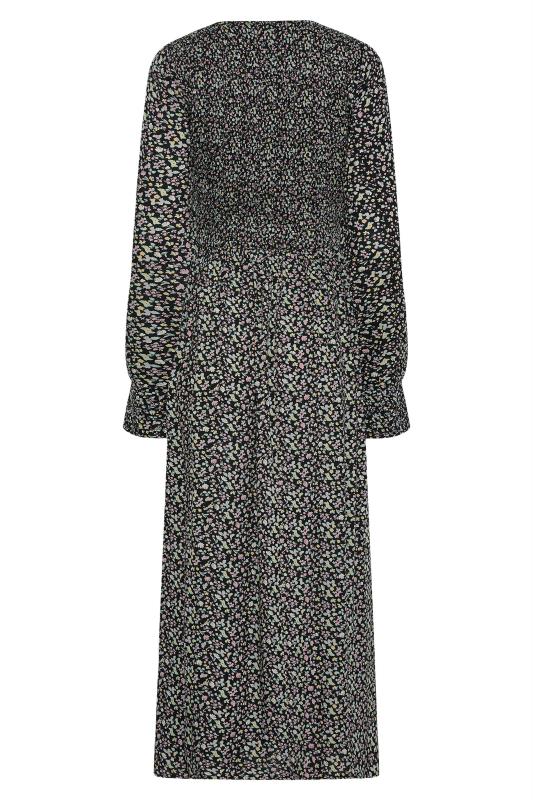 LTS Tall Women's Black Ditsy Shirred Midi Dress | Long Tall Sally  7