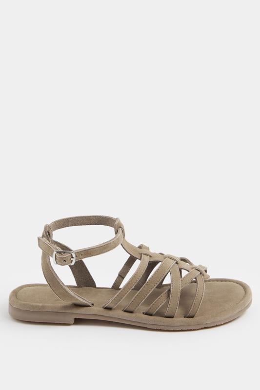 Natural Brown Faux Suede Gladiator Sandals in Extra Wide E Fit | Yours Clothing 2