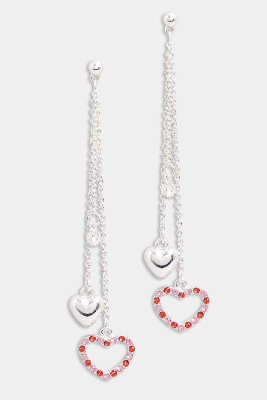 Silver Heart Triple Tassel Earrings | Yours Clothing 2