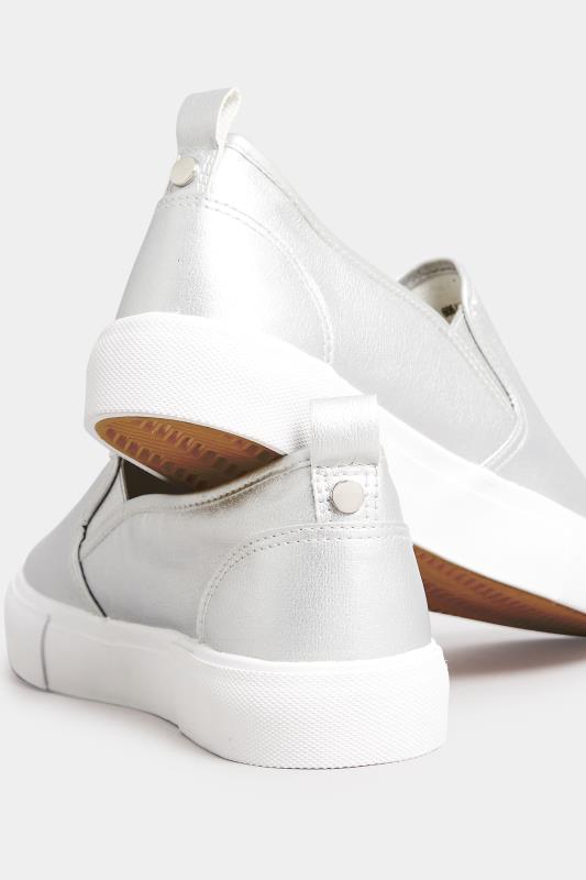 Silver Slip-On Trainers In Wide E Fit | Yours Clothing 4