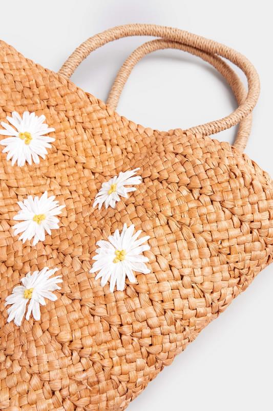 Natural Brown Daisy Straw Bag | Yours Clothing 5