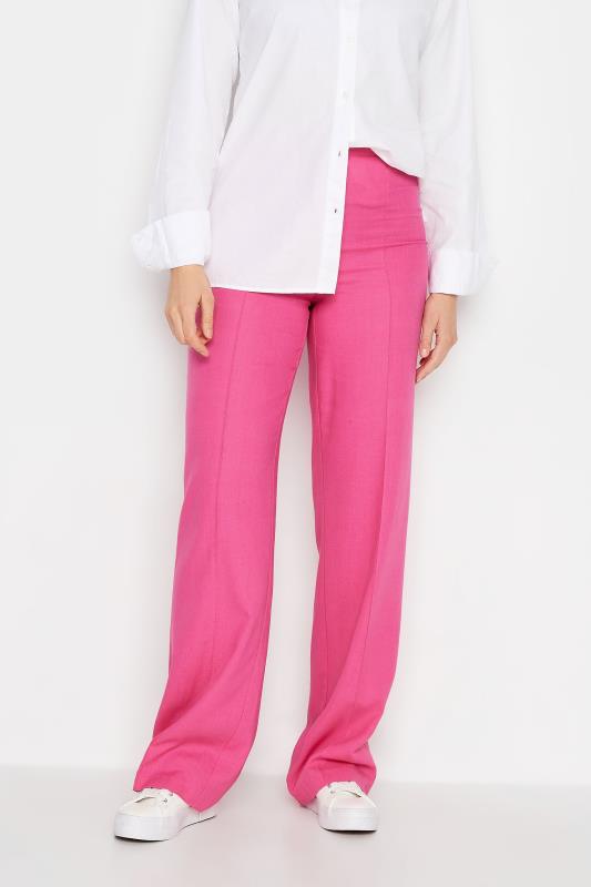 LTS Tall Hot Pink Linen Look Trousers | Long Tall Sally  1