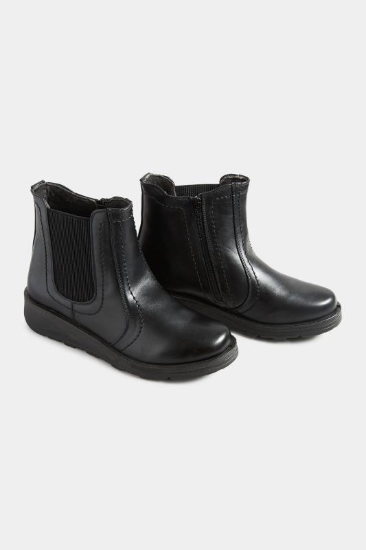 Black Wedge Chelsea Boots In Wide E Fit & Extra Wide EEE Fit | Yours Clothing 5