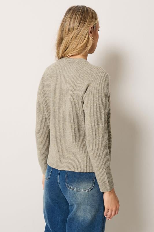 LTS Tall Natural Brown Button Knitted Cardigan | Long Tall Sally 4