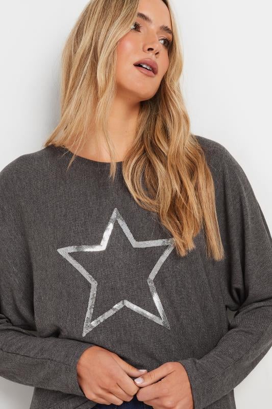 LTS Tall Grey Sequin Star Jumper | Long Tall Sally  4