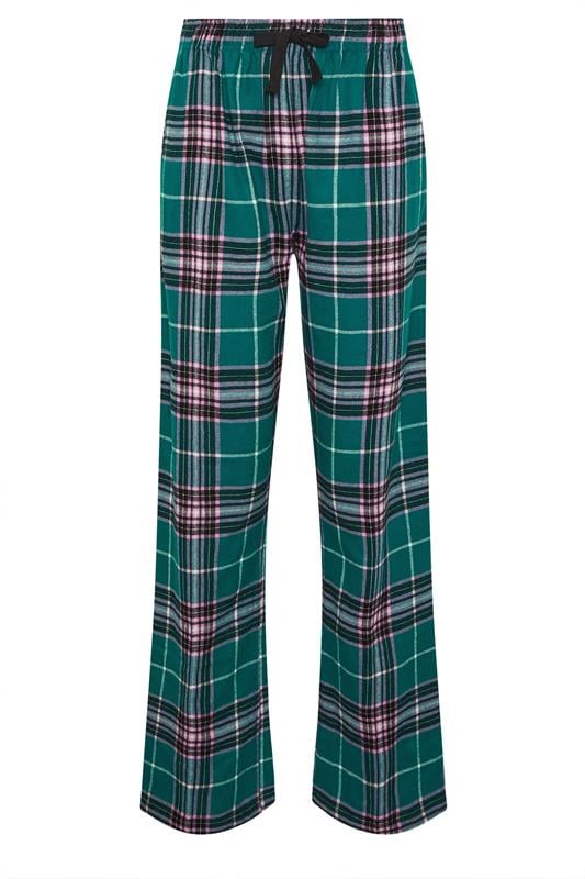 LTS Tall Turquoise Green Cotton Check Pyjama Bottoms | Long Tall Sally 5