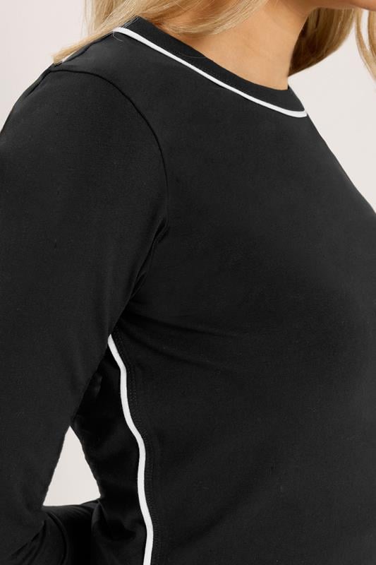 LTS Tall Women's Black Active Piped Long Sleeve Top | Long Tall Sally 4