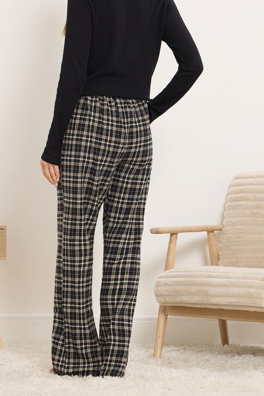 LTS Tall Black Cotton Check Pyjama Bottoms | Long Tall Sally 3
