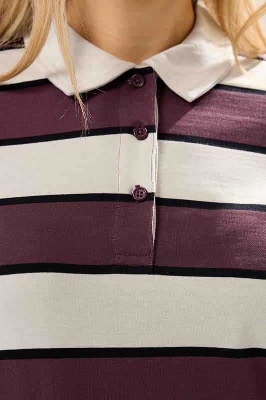 LTS Tall Ivory White Striped Jersey Polo Top | Long Tall Sally 4