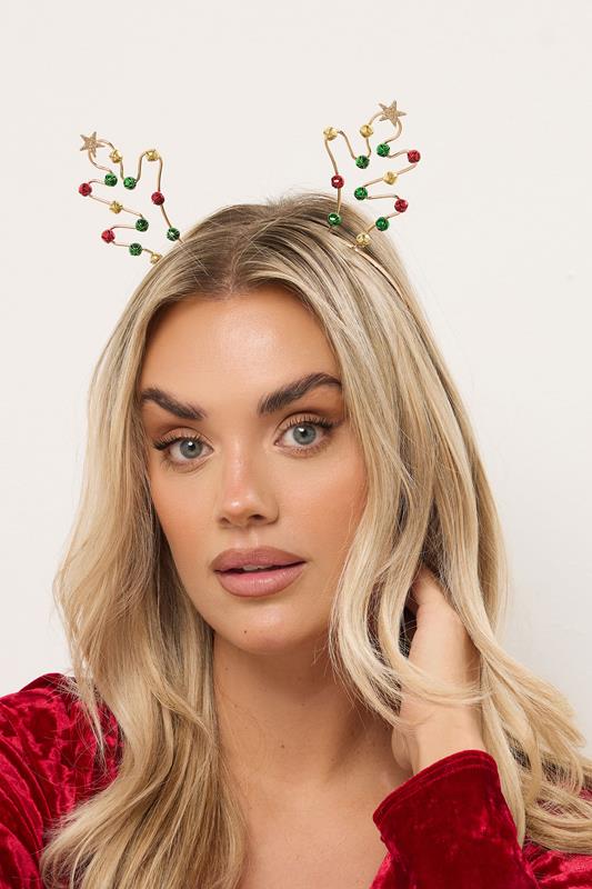 Plus Size  Yours Gold Tone Novelty Reindeer Christmas Headband