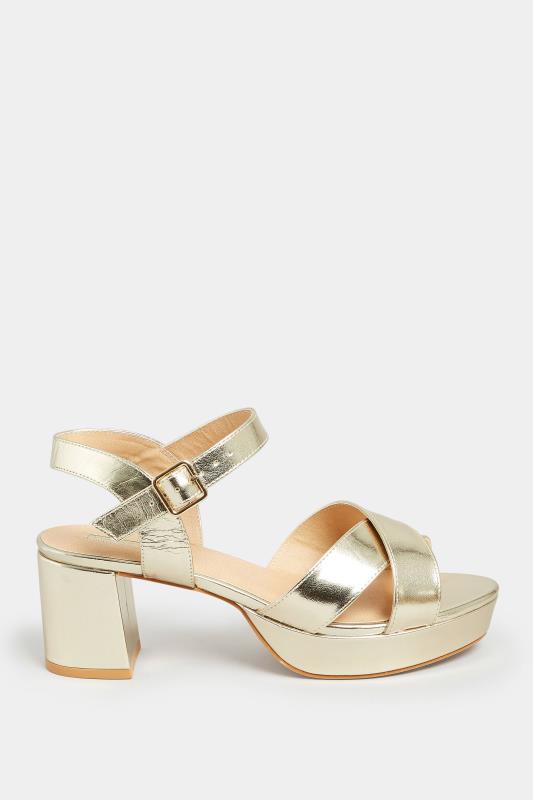 Gold Metallic Platform Heels In Wide E Fit & Extra Wide EEE Fit | Yours Clothing 3
