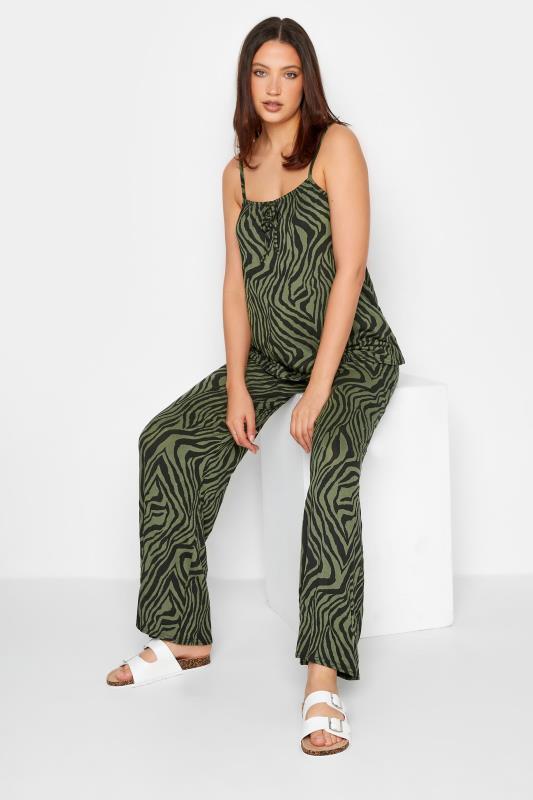 LTS Tall Khaki Green Zebra Print Cami Top | Long Tall Sally  3